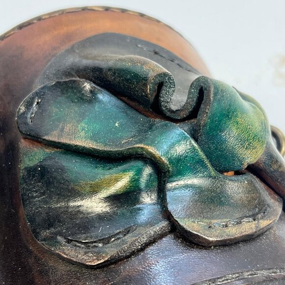 Vintage Leather Case with Unique Decorative Metal Detailing Collectible Box - Picture 3 of 3